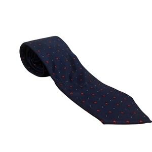 Christian Dior Navy Blue Geometric Pattern Silk Necktie Designer Formal‎ euc